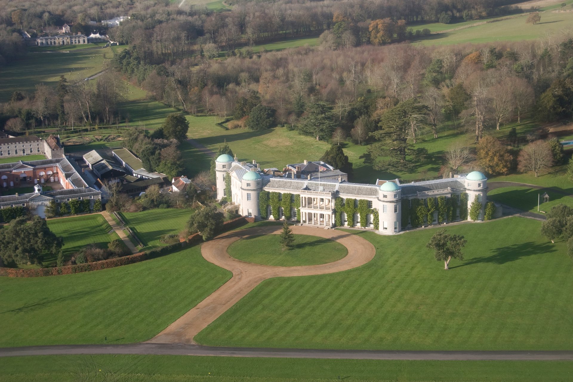 Goodwood House and the Goodwood Estate from the air